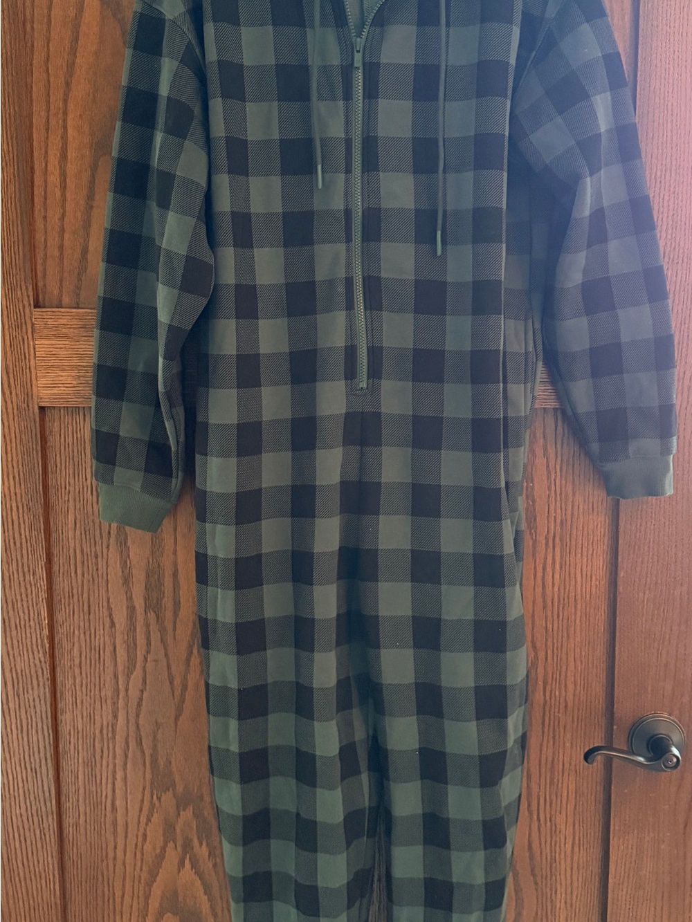Fabletics Green and Black Plaid Hooded Pajama